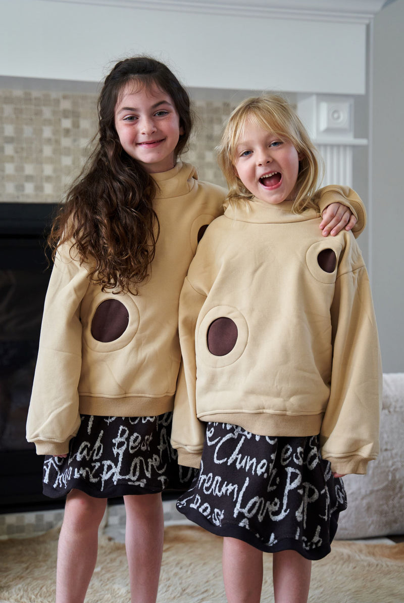 Dottie Cream Fleece-lined Hoodie with Circle Detail (Unisex)