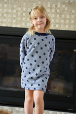 Lune Blue Polka-dot Fleece-lined Dress