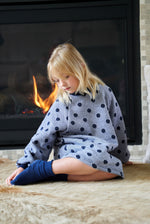 Lune Blue Polka-dot Fleece-lined Dress