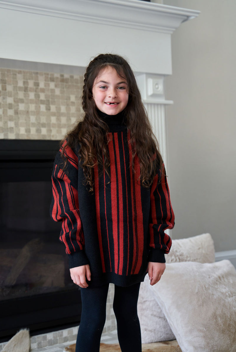 Raita Black and Red Turtleneck Sweater (Unisex)
