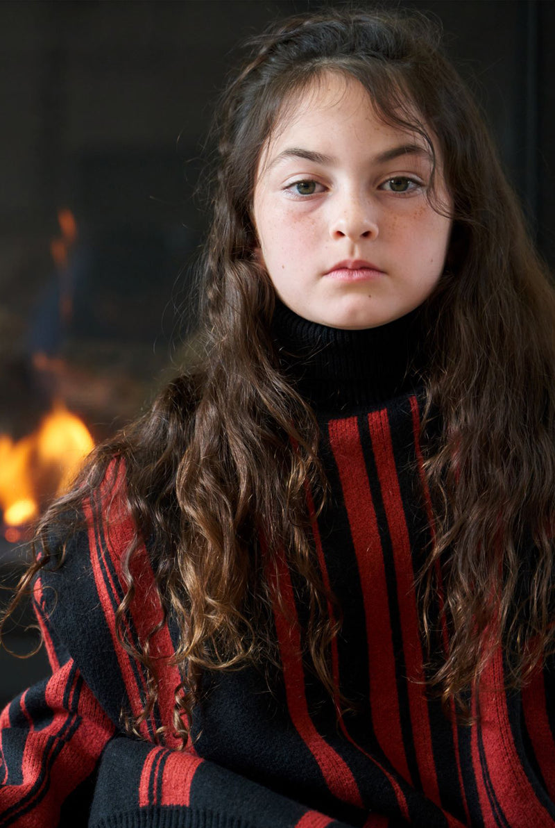 Raita Black and Red Turtleneck Sweater (Unisex)