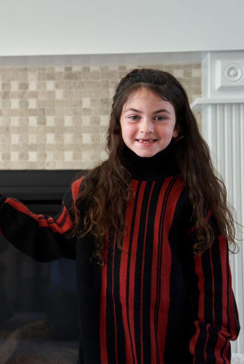 Raita Black and Red Turtleneck Sweater (Unisex)