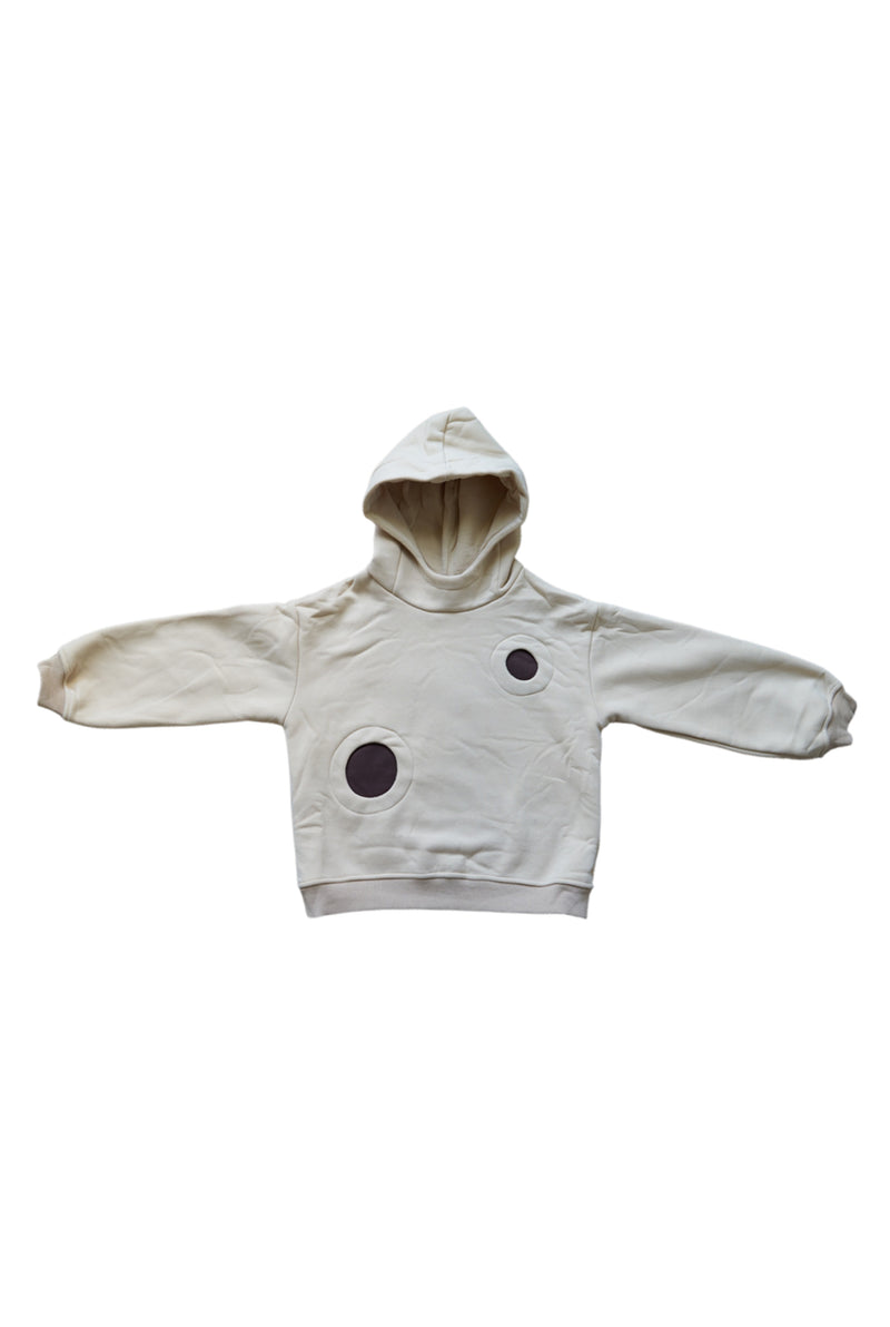Dottie Cream Fleece-lined Hoodie with Circle Detail (Unisex)
